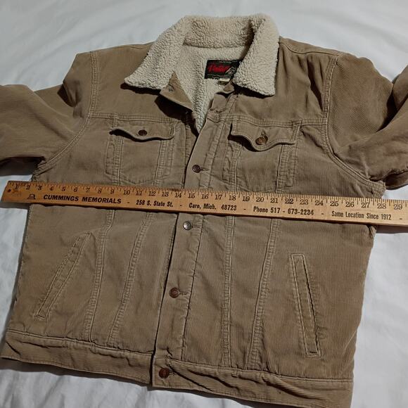 Old Navy Vintage Men's XL Corduroy Sherpa Lined Jacket Tan Easy Care Snap-Front - Picture 8 of 11